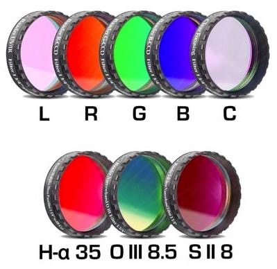 Set Completo di Filtri LRGBC + H-alpha (banda 35nm) , OIII (banda 8.5nm) ed SII (banda 8nm), da 1¼" (31.8mm), per riprese CCD, con celle a basso profilo. Spessore vetro 2mm Set Completo di Filtri LRGBC + H-alpha (banda 35nm) , OIII (banda 8.5nm) ed SII (banda 8nm), da 1¼" (31.8mm), per riprese CCD, con celle a basso profilo. Spessore vetro 2mm