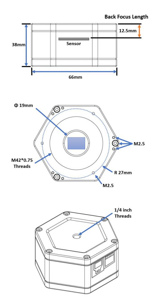  Camera MARS-C Color Camera Player One Sensore da 1/2.8" CMOS Pixel 2.9x2.9
