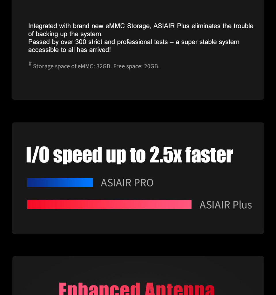  Asi Air Plus 32 GB  è un dispositivo Wifi che permette di controllare tutte le camere ASI Usb 3.0 direttamente con Tabelt, Smartphone e IPad 