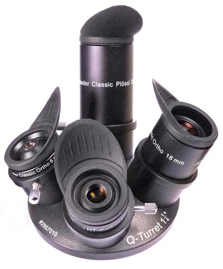  Torretta portaoculari Q. Consente l'uso fino a 4 oculari da 1¼ (31.8mm) 