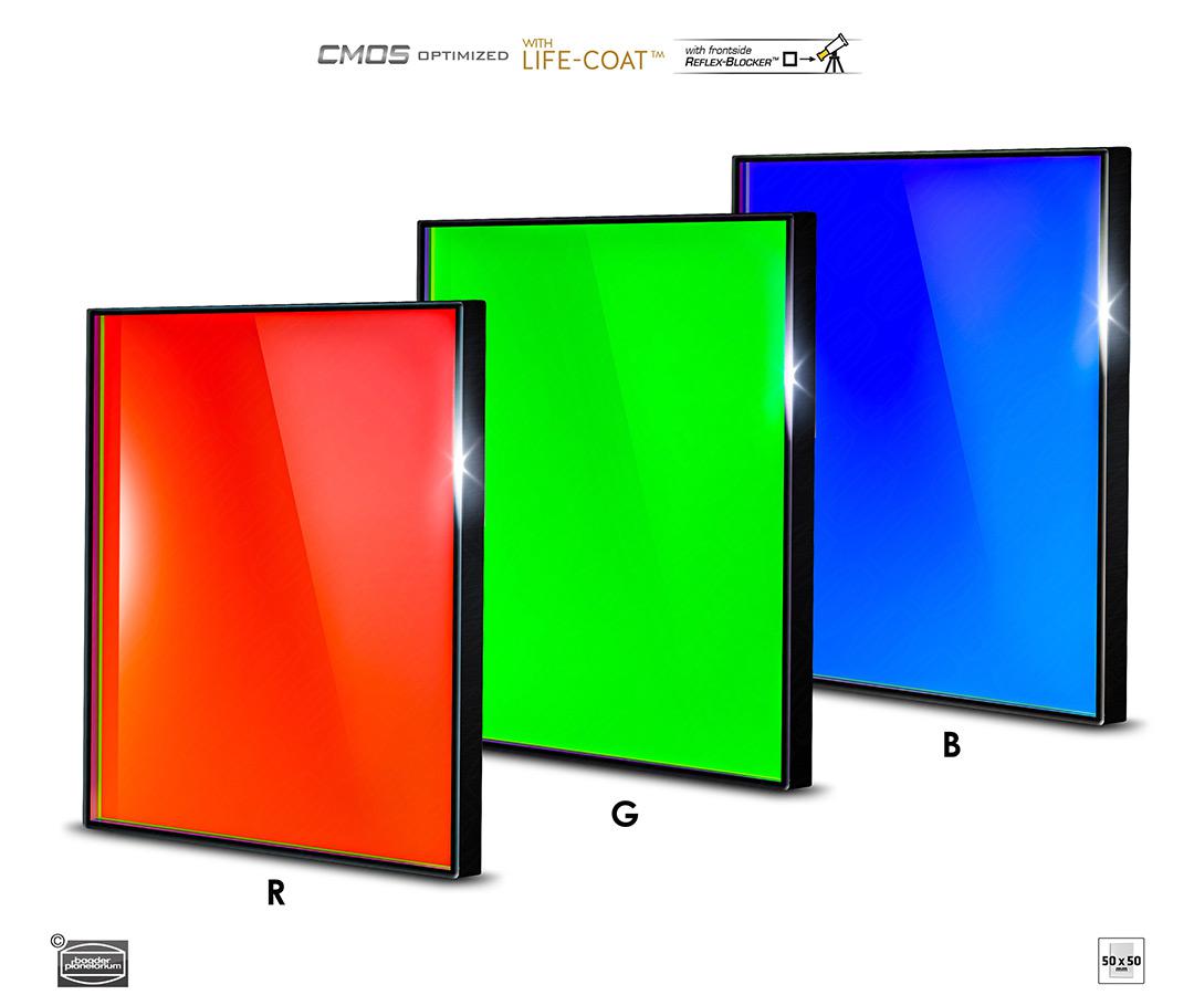  Set di filtri RGB parafocali da 65x65 quadrati, per CCD, senza celle 