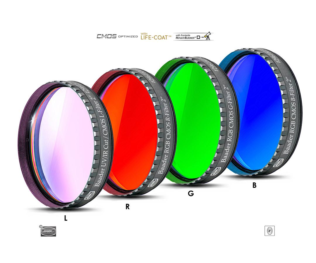  Set di filtri LRGB parafocali da 2" (50.8mm, spessore vetro 2mm), per CCD, con celle a basso profilo (LPFC) 