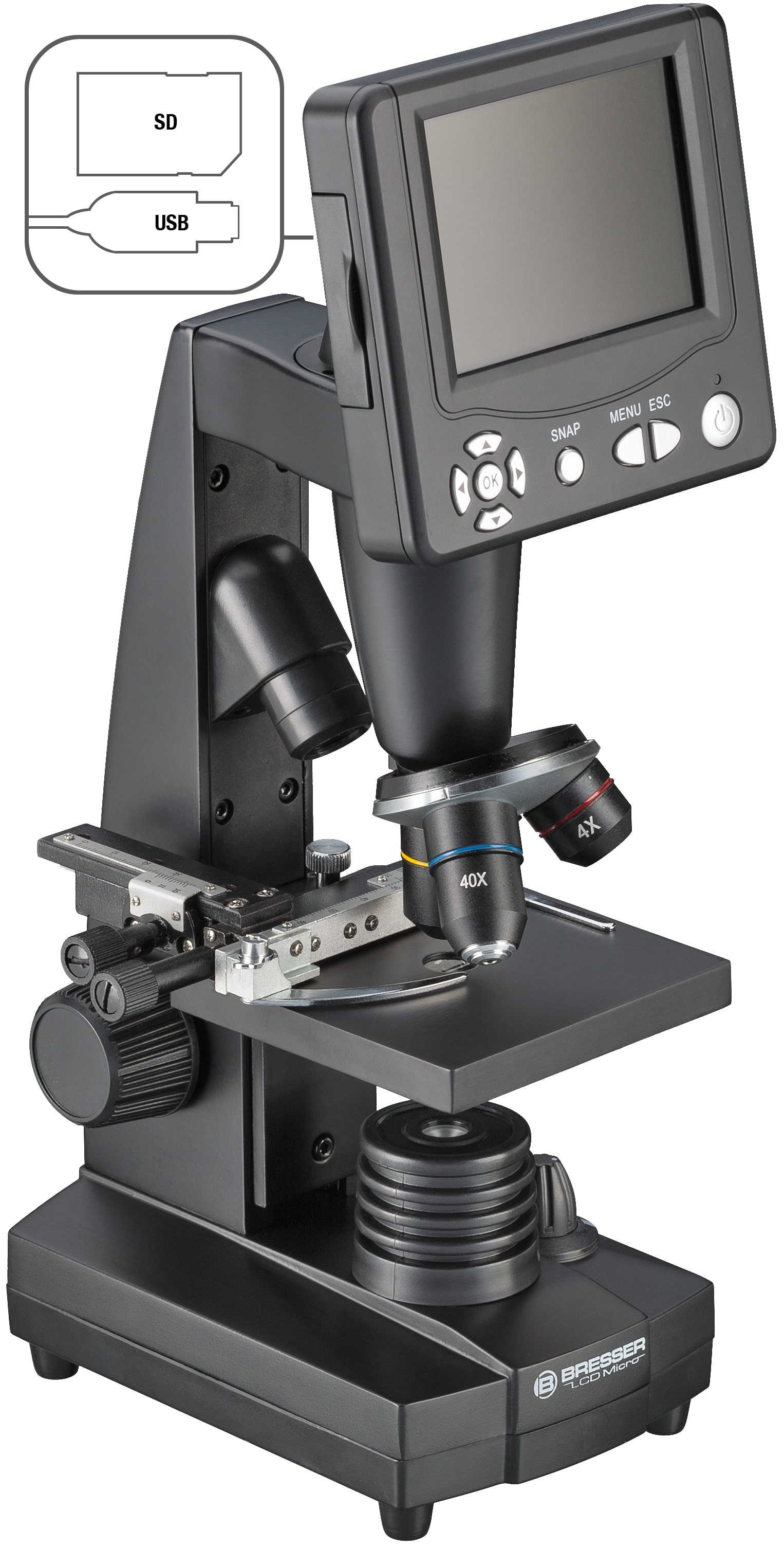   Grazie al suo schermo integrato, con il microscopio LCD Bresser possono osservare anche più persone contemporaneamente.  