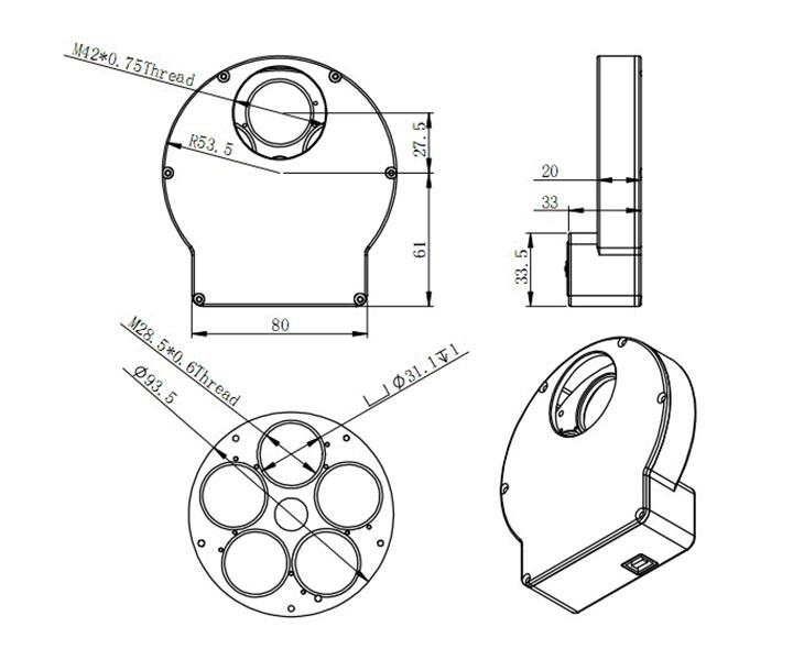  ZWO motorised Filter Wheel for 5x 1.25" or 5x 31 mm filters [EN] 