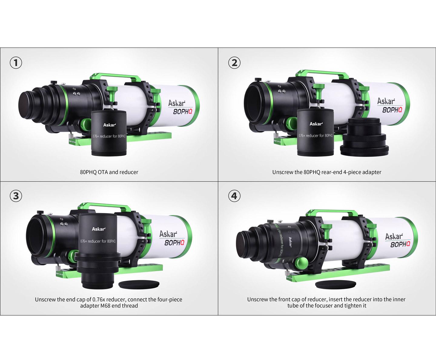  This reducer, connected with the astrographs, can effectively shorten the exposure time and dramatically increase your field of view. [EN] 