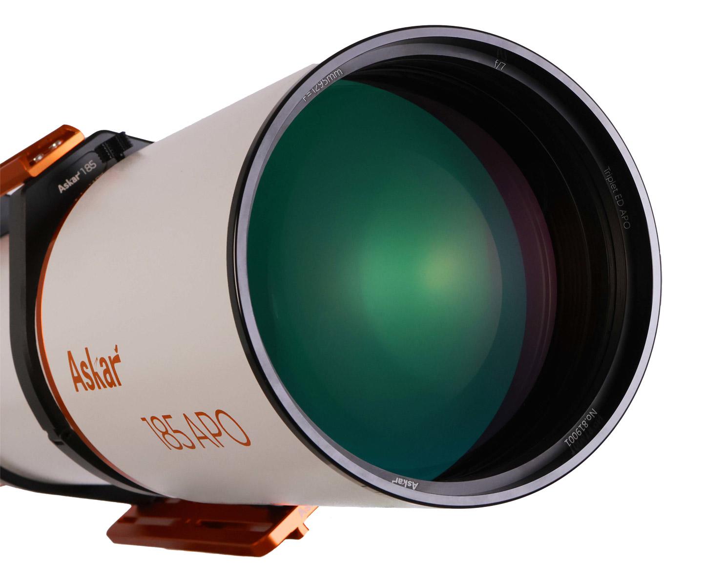  The Askar 185APO is an apo refractor with 185 mm aperture, 1295 mm focal length and a focal ratio of 1:7 with many practical features. [EN] 