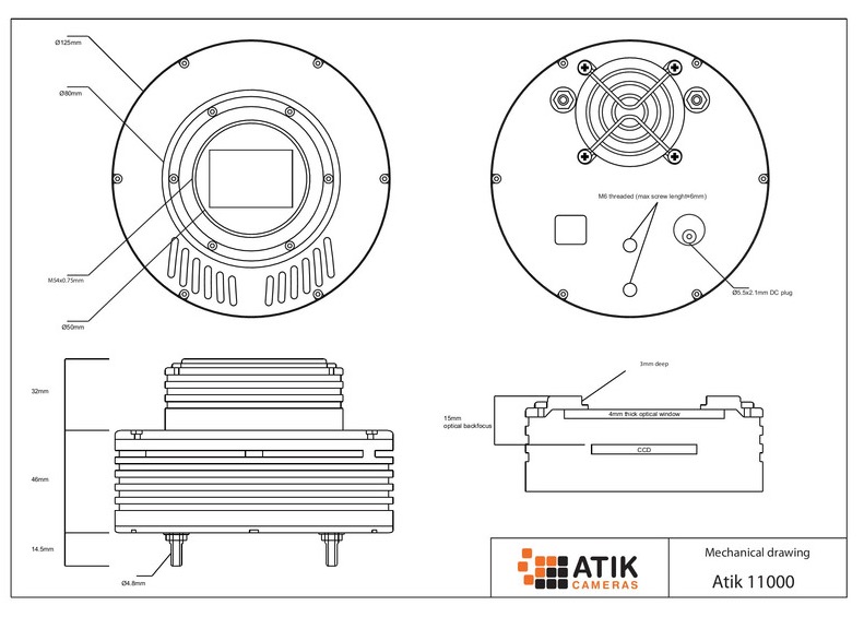  Atik 11000 Mono con 11 MP - 9µm - con una dimensione del sensore di 37x26mm  