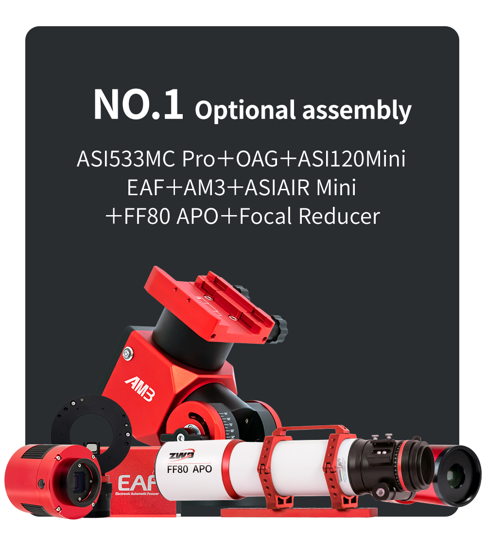 The FF80 is a very transportable APO refractor for astrophotography with corrected field of view up to full frame format and for observing up to the highest magnification range. [EN]