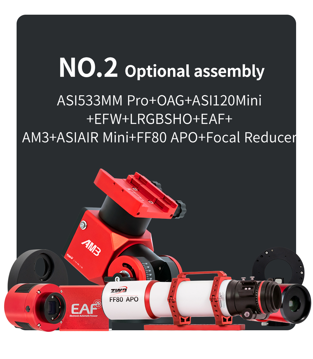 The FF80 is a very transportable APO refractor for astrophotography with corrected field of view up to full frame format and for observing up to the highest magnification range. [EN]