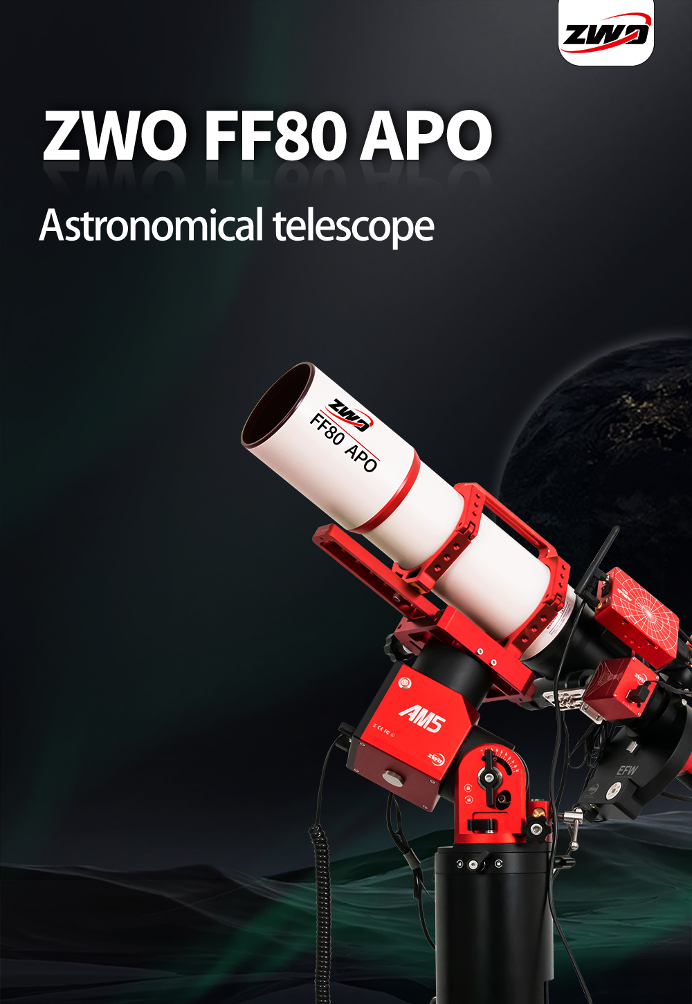  The FF80 is a very transportable APO refractor for astrophotography with corrected field of view up to full frame format and for observing up to the highest magnification range. [EN] 