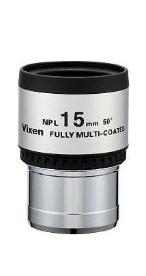  Il Vixen NPL 15mm è un oculare Ploss da 15mm di focale e 11mm di estrazione pupillare con 50 gradi di campo 