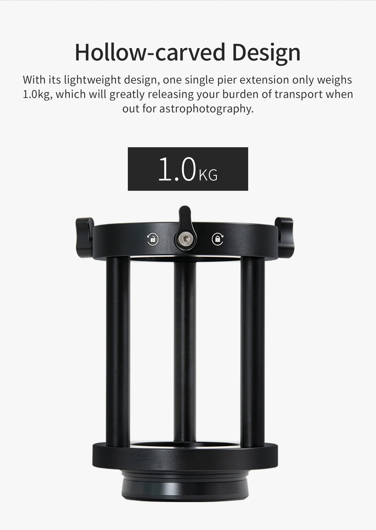   La mezza colonna estensione montatura ZWO AM5 - altezza 160 mm  