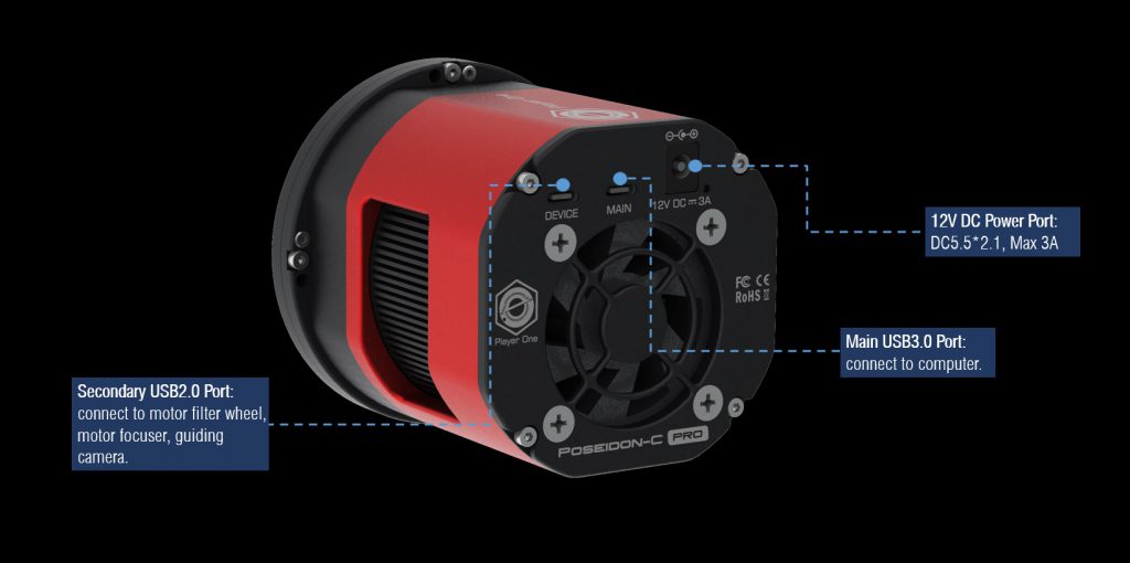 Camera Player One Poseidon-C Pro con sensore retro illuminato Starvis IMX571 USB3.0 Cooled camera
