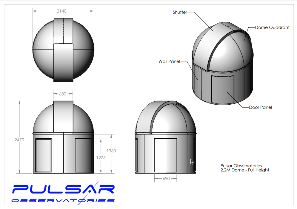  Cupola Osservatorio PULSAR 2,2 metri - versione alta 