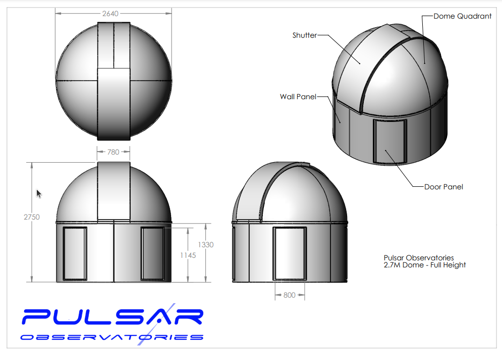  Cupola Osservatorio PULSAR 2,7 metri - versione alta 