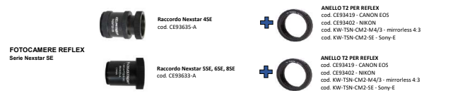  Raccordo fotografico T-Adapter per Nexstar 4SE - per reflex
 
  