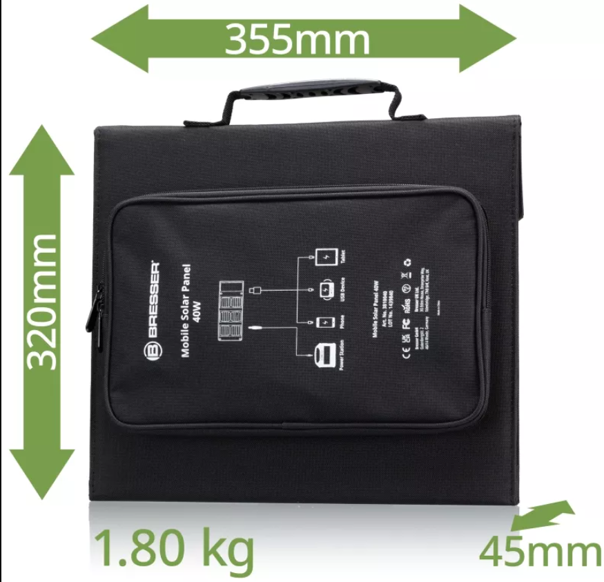 Caricabatterie solare portatile BRESSER 40 watt con alimentazione USB e CC 
