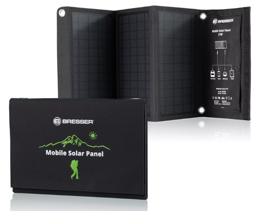  Caricabatterie solare portatile BRESSER 21 watt con alimentazione USB e CC 