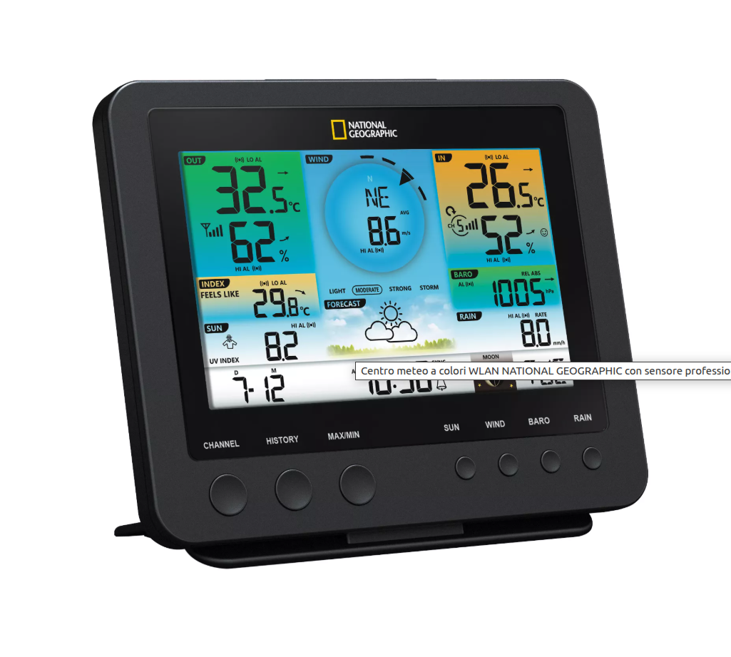  Centro meteo a colori WLAN NATIONAL GEOGRAPHIC con sensore professionale 7 in 1 