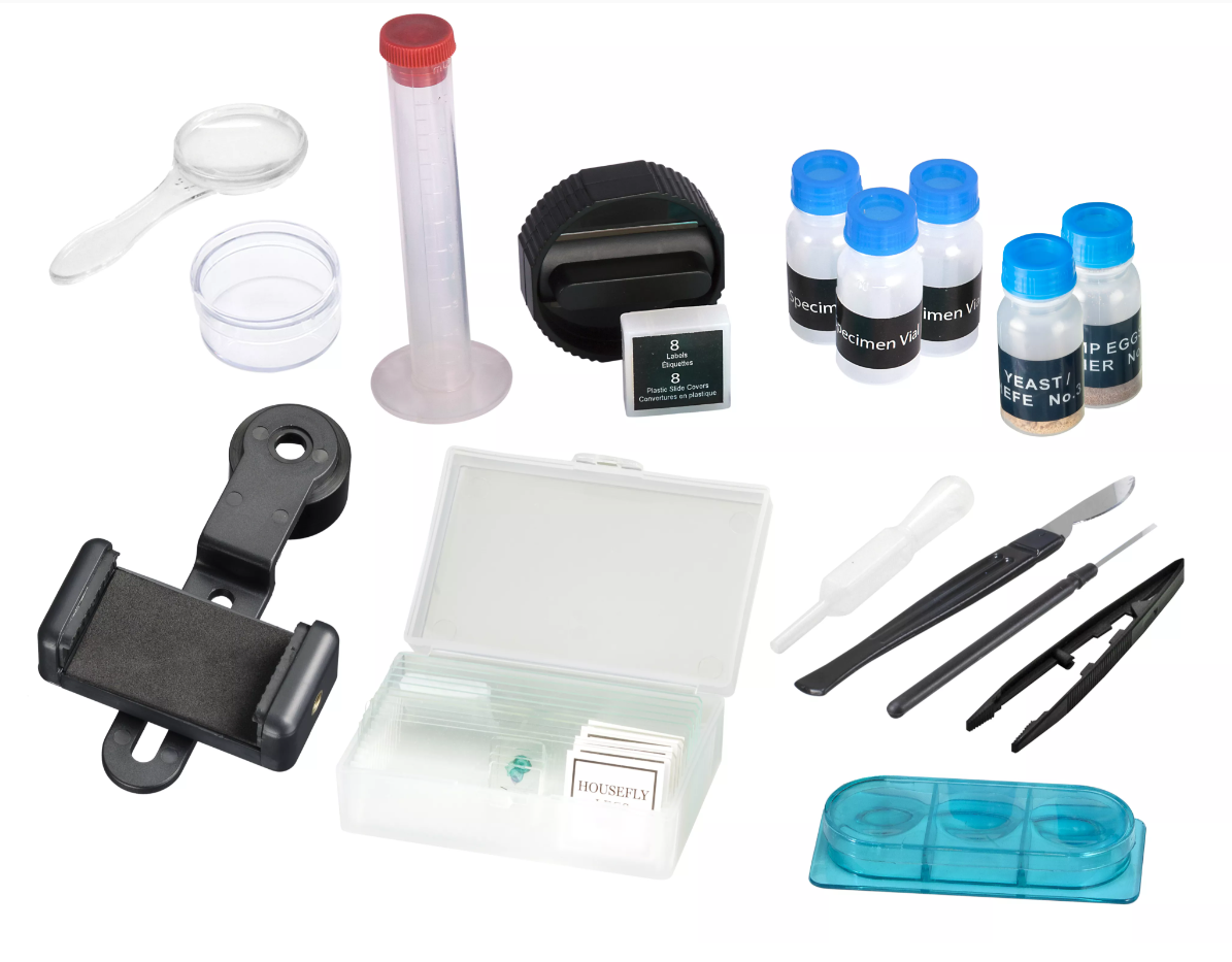  Set microscopio a luce incidente e trasmessa con 25 parti 