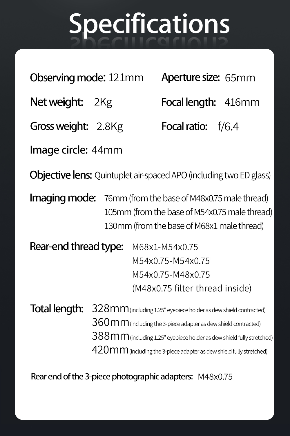  The very good correction and the self-flattening design make this small telescope a compact photo machine. [EN] 