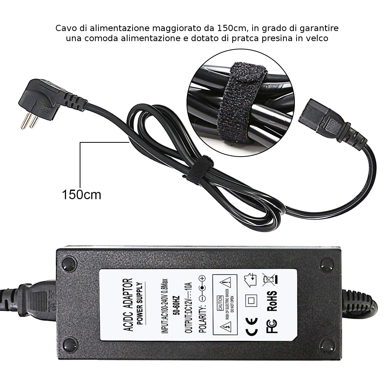  Alimentatore Power Supply da AC (Presa Accendisigari) a DC (12V) - 10 Amper 