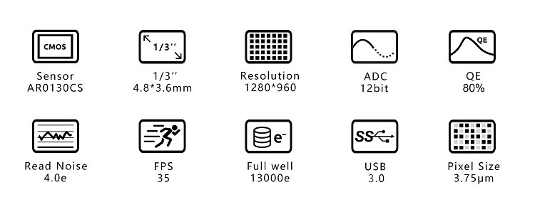  ASI 120 MM Mono - camera USB 3.0 - obiettivo T2 da 2,1mm - per riprese planetarie e autoguida 