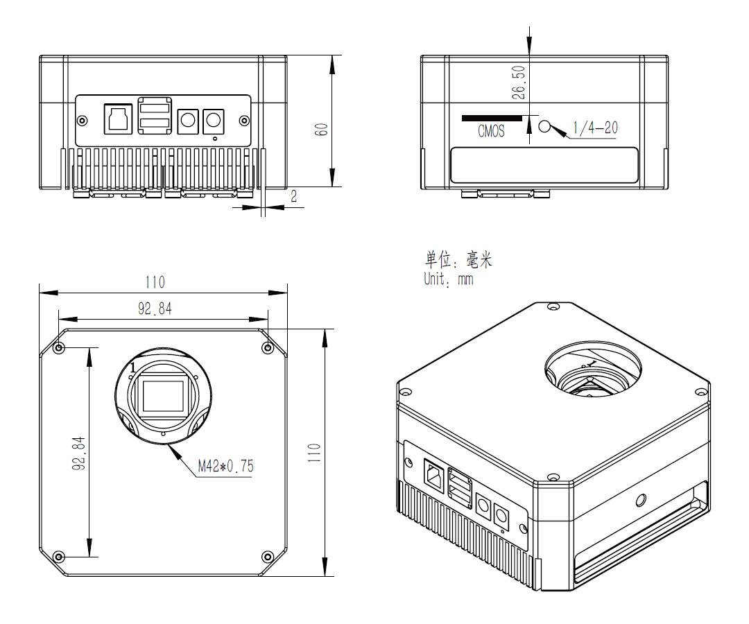  ZWO ASI 1600 GT CDD Monocromatico con ruota porta filtri integrata 5 posizioni da 31,8mm 