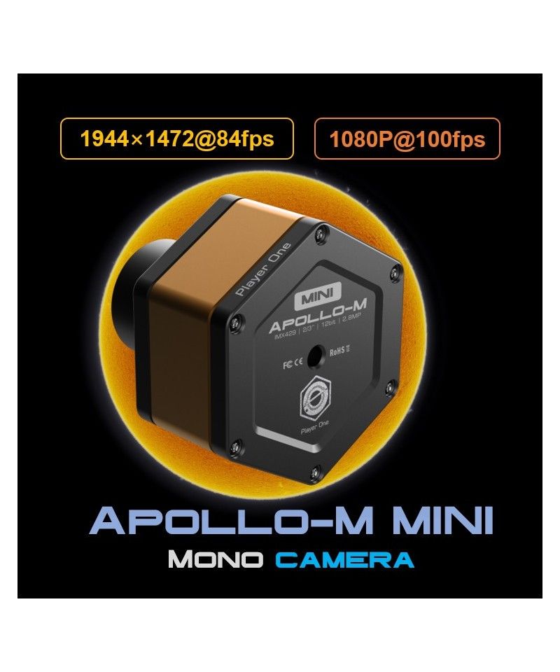   Camera solare Player One Astronomy Apollo-M MINI USB3.0 monocromatica (IMX429)  