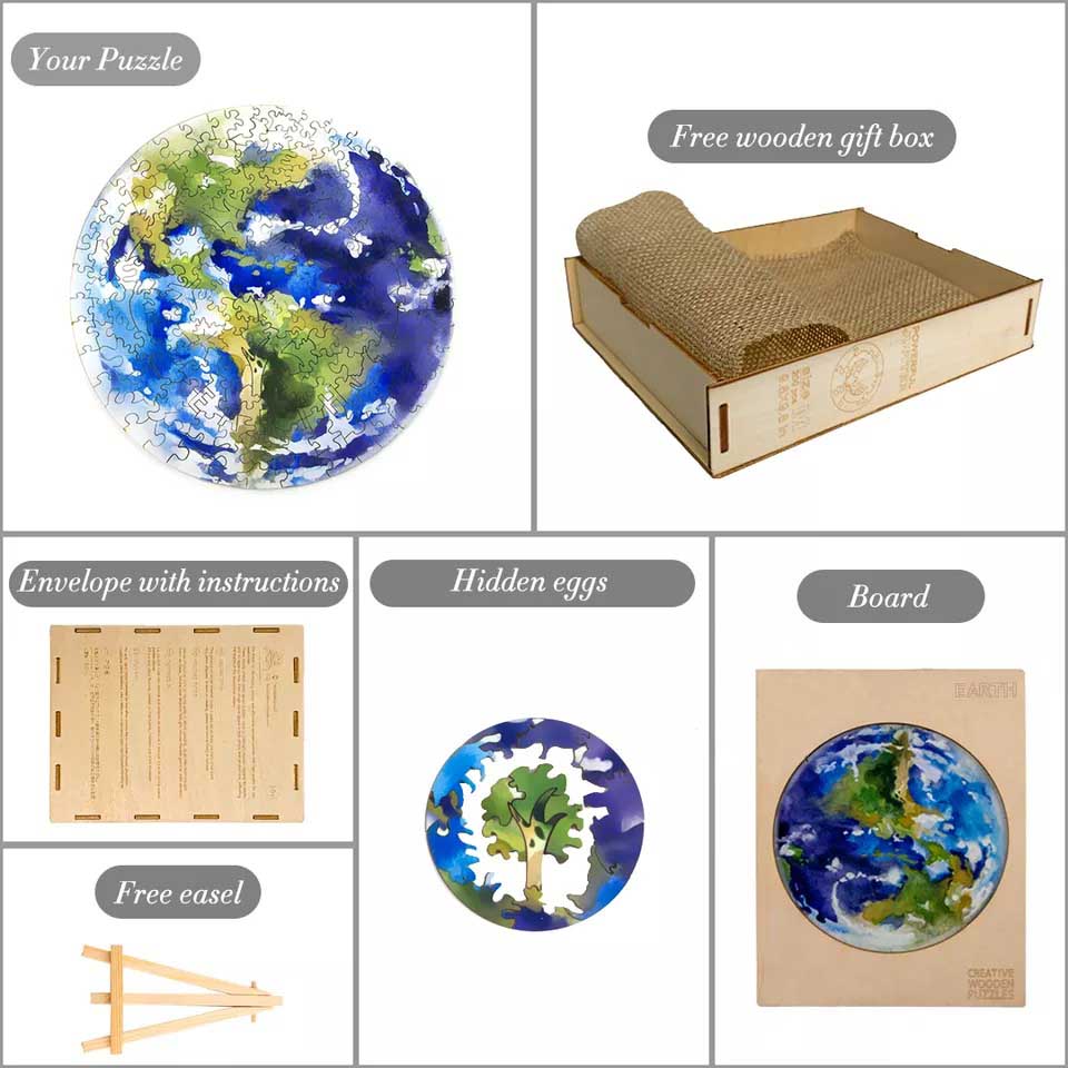  Puzzle in legno rappresentante la Terra 