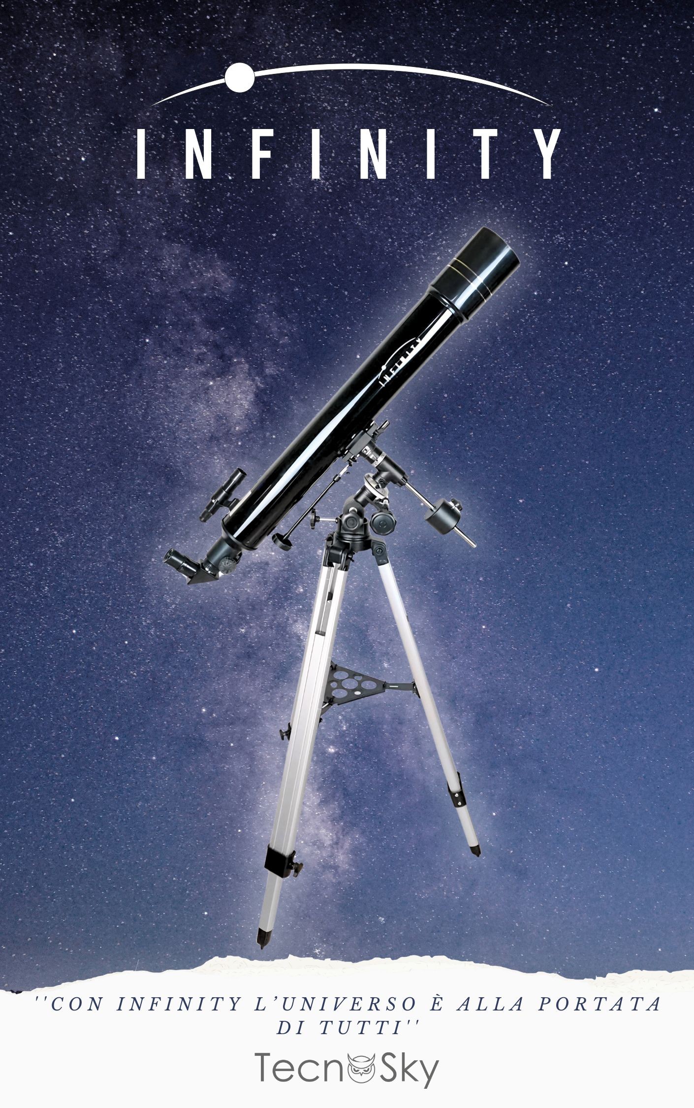 Rifrattore acromatico Infinity da 80/900mm su montatura equatoriale e ricca dotazione
Rifrattore acromatico Infinity da 80/900mm su montatura equatoriale e ricca dotazione