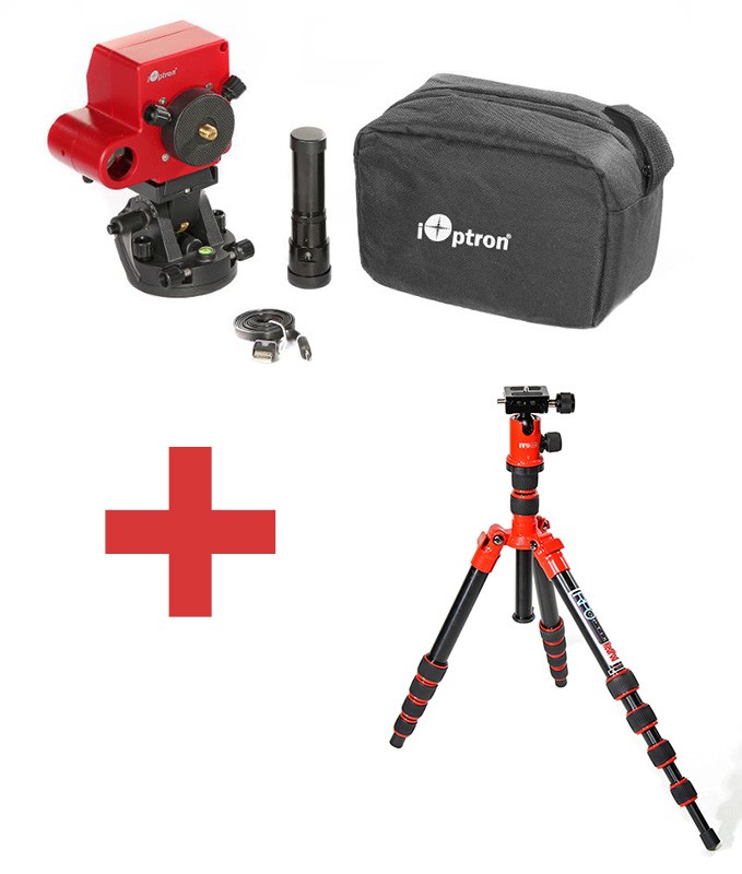   SkyTracker Pro Kit:  Astroinseguitore Ioptron completo di treppiede Red-pod RP Optix e cannocchiale polare 