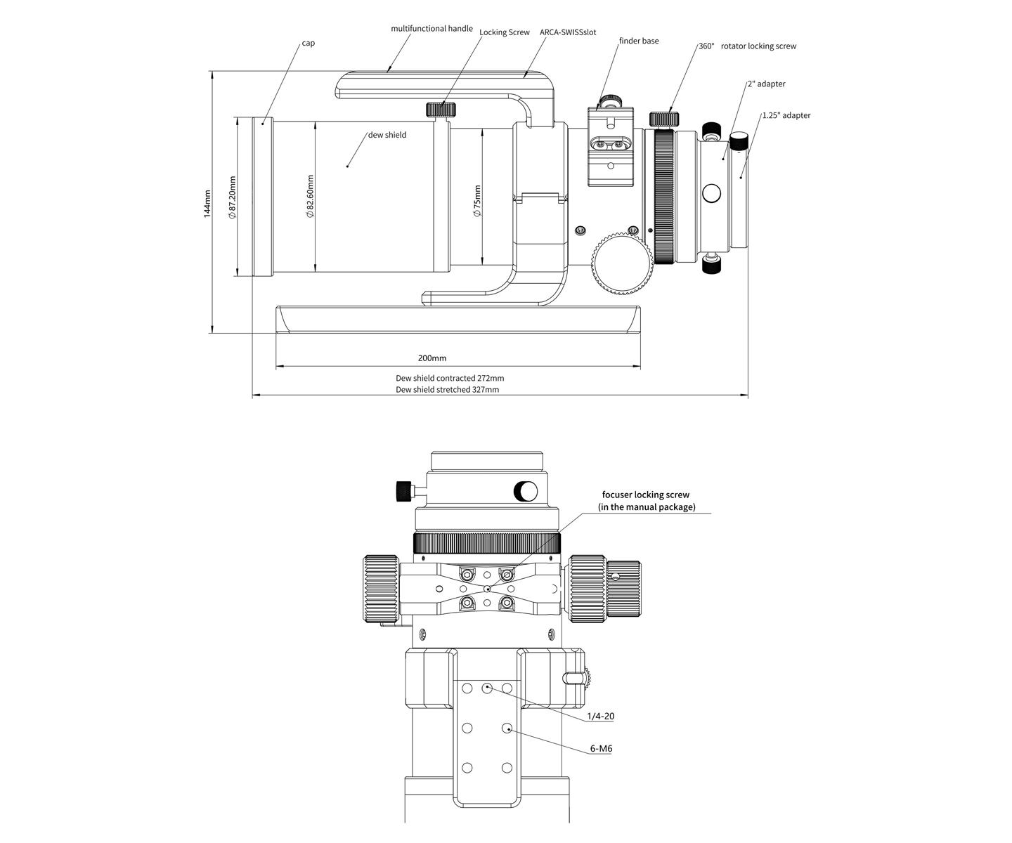  Together with the focal reducer, the triplet apo becomes an astrograph with 270 mm focal length and a fast focal ratio of f/4.4 - excellent for deep sky! [EN] 