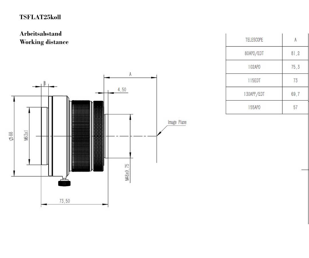  TS-Optics REFRACTOR 1.0x Corrector for refractors from 80-155 mm aperture - ADJUSTABLE [EN] 