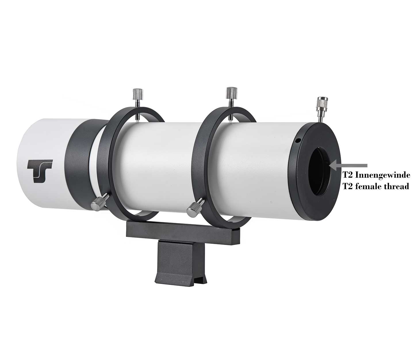 
TS-Optics 80 mm angled finder and guide scope with 90° view - 1.25" and T2 connector [EN]
