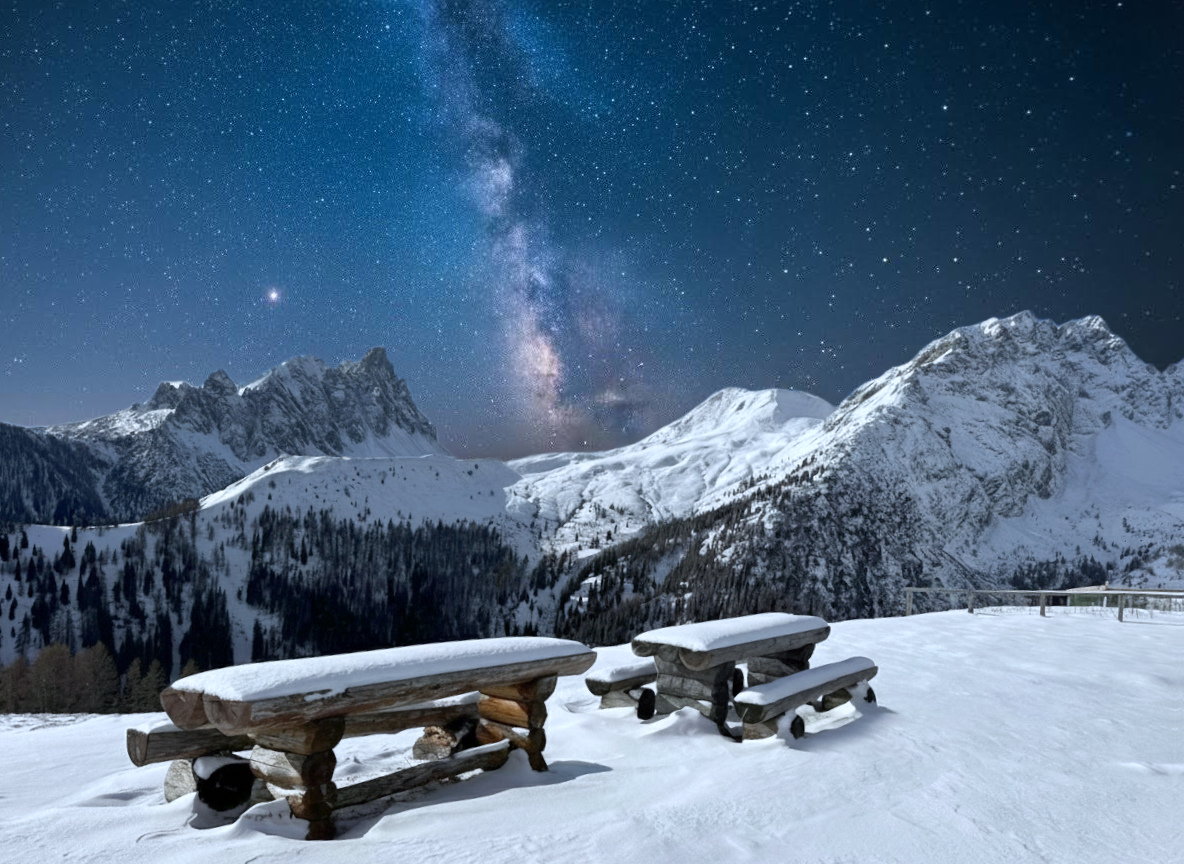 Pacchetto completo di astro-escursionismo con salita alla magica Val Visdende, apericena presso l'Agriturismo Malga Dignas, osservazioni astronomiche supportate da Dwarf 3 e Unistellar Odyssey Pro e passeggiata ambientale notturna.
Pacchetto completo di astro-escursionismo con salita alla magica Val Visdende, apericena presso l'Agriturismo Malga Dignas, osservazioni astronomiche supportate da Dwarf 3 e Unistellar Odyssey Pro e passeggiata ambientale notturna.