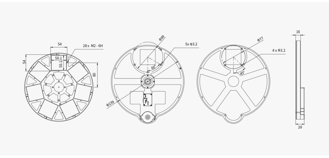   ZWO-EFW-7x50 Ruota porta filtri quadrato  