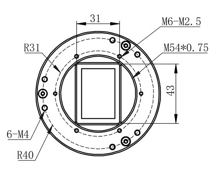  Tilt Plate M54 ZWO - Tilter plate per sensori ZWO APS-C e Full Frame 